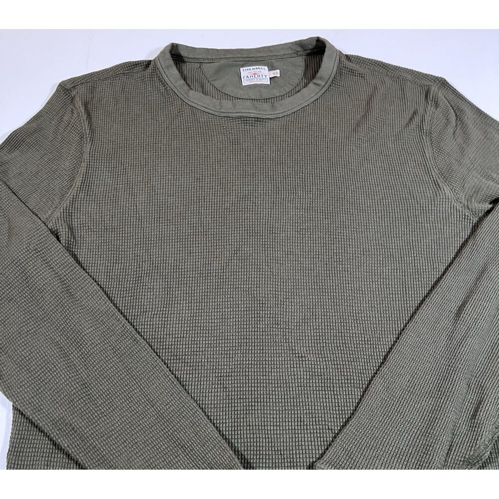 Faherty Thermal Knitwear Long Sleeve Green Shirt Men's Size XL - Picture 4 of 7